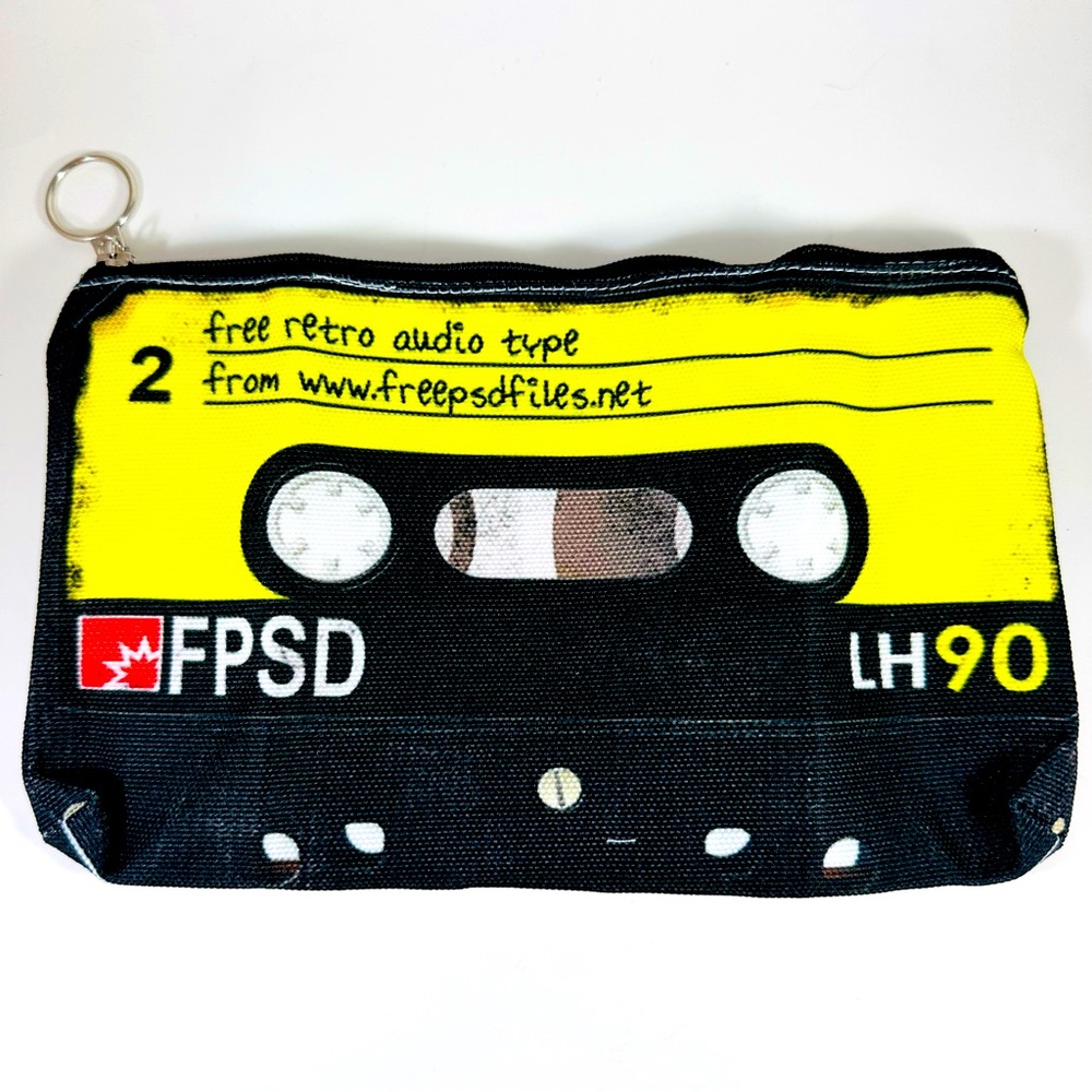 Super cool Old School Cassette tape zipper pouch, makeup, school supplies etc